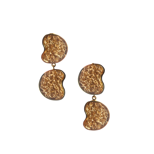 Artisan gold earrings with a perfect balance of crochet craftsmanship 