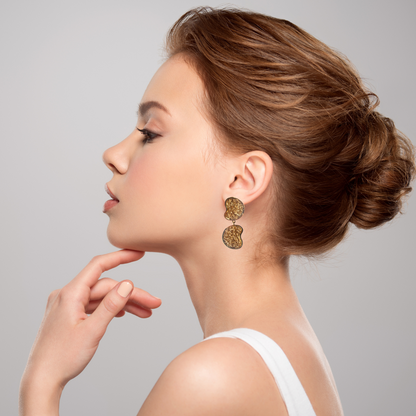 Artisan gold earrings with a perfect balance of crochet craftsmanship 