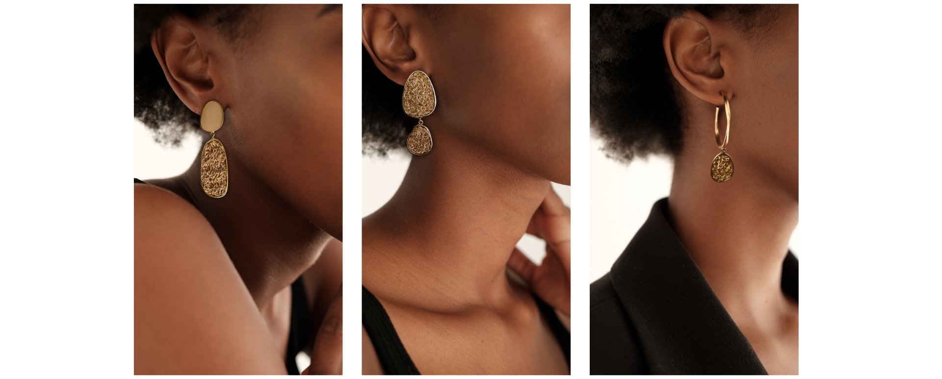 crochet elegant gold earrings