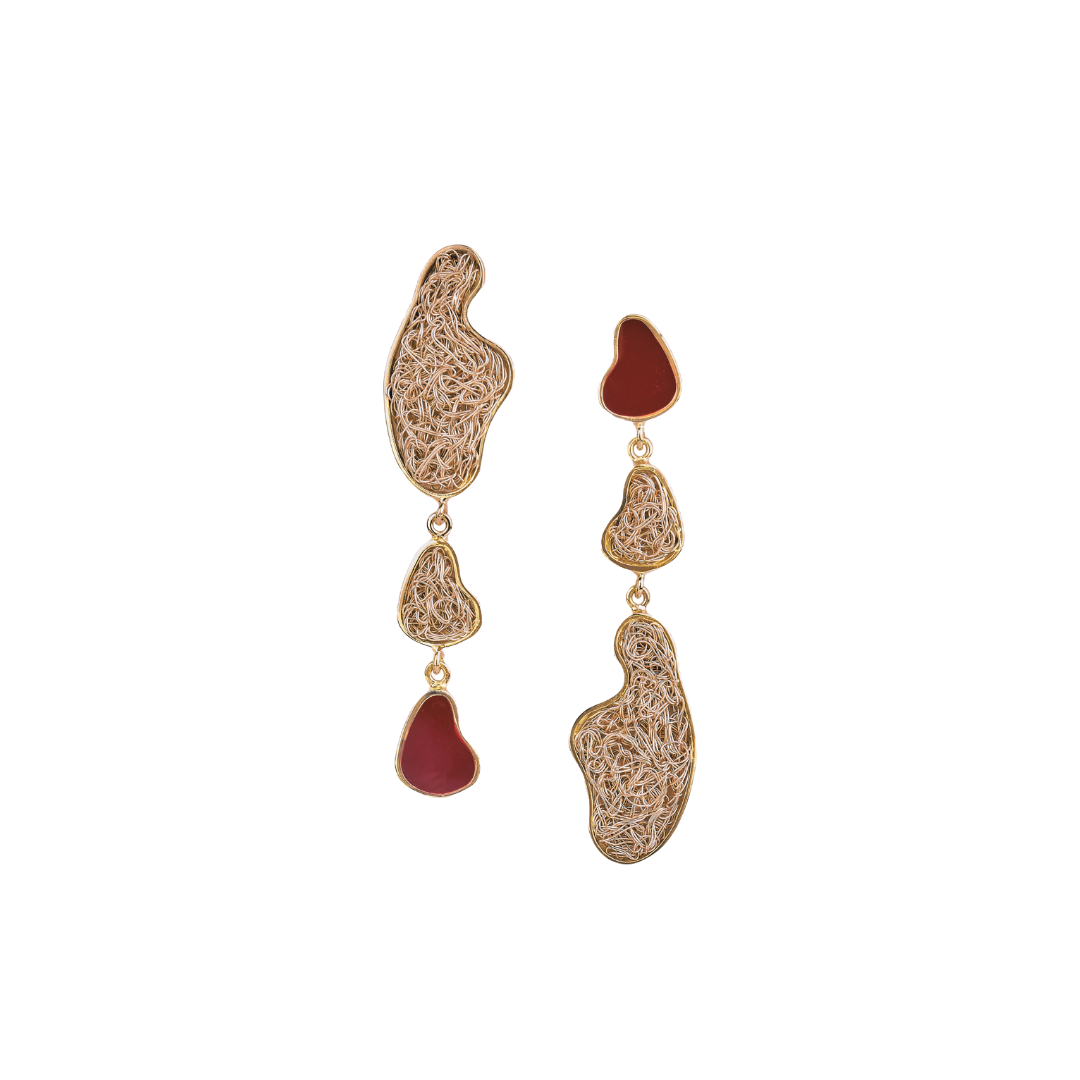 Sculpture Asymmetrical Statement Gold Earrings