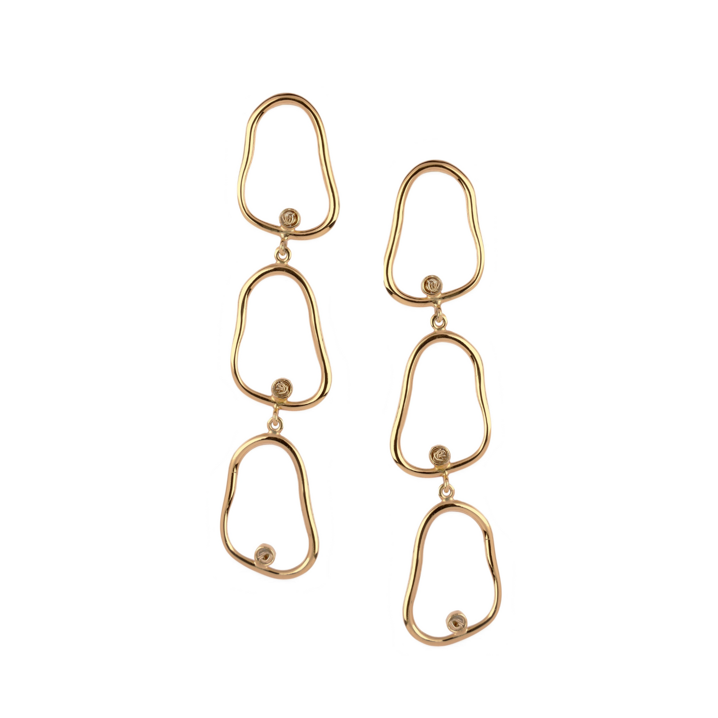 Handmade gold dangle earrings showcasing a blend of artisan details and contemporary design