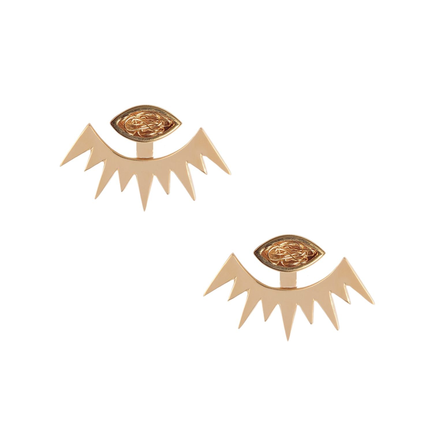 Stylish stud earrings paired with detachable ear jackets for a dynamic and unique fashion ensemble.