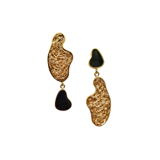 Sculpture Asymmetrical Statement Gold Earrings