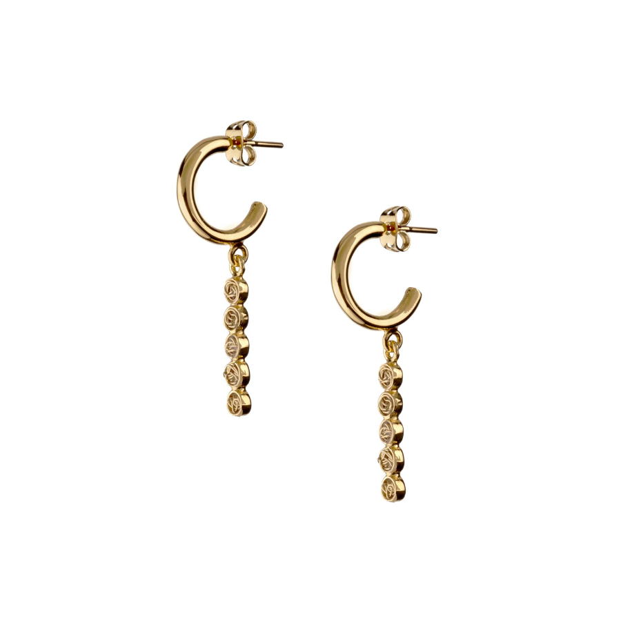 Artisan-crafted light gold hoop earrings with a modern twist, combining sleek design and intricate crochet techniques.