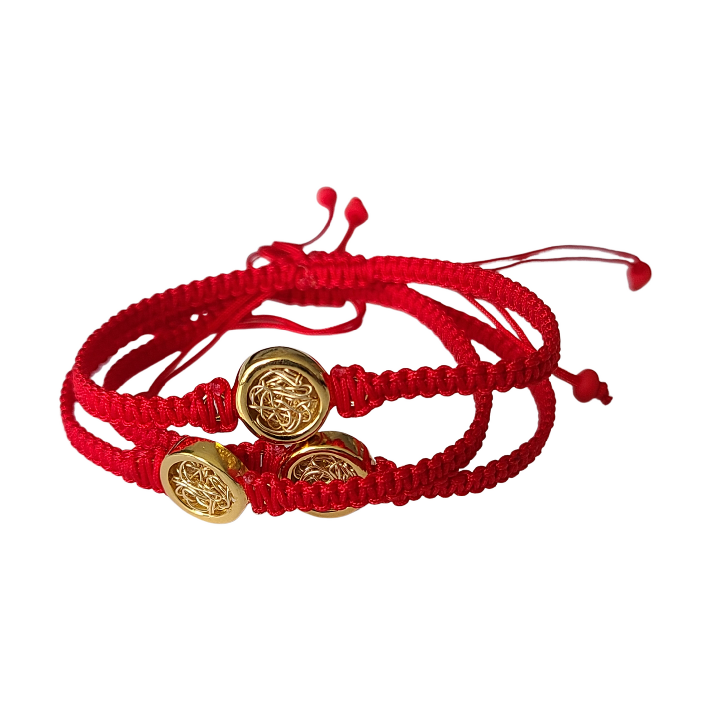 red cord bracelet with gold charm