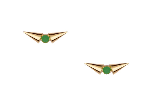Minimalist stud green enamel earrings, creating a chic and contemporary look.